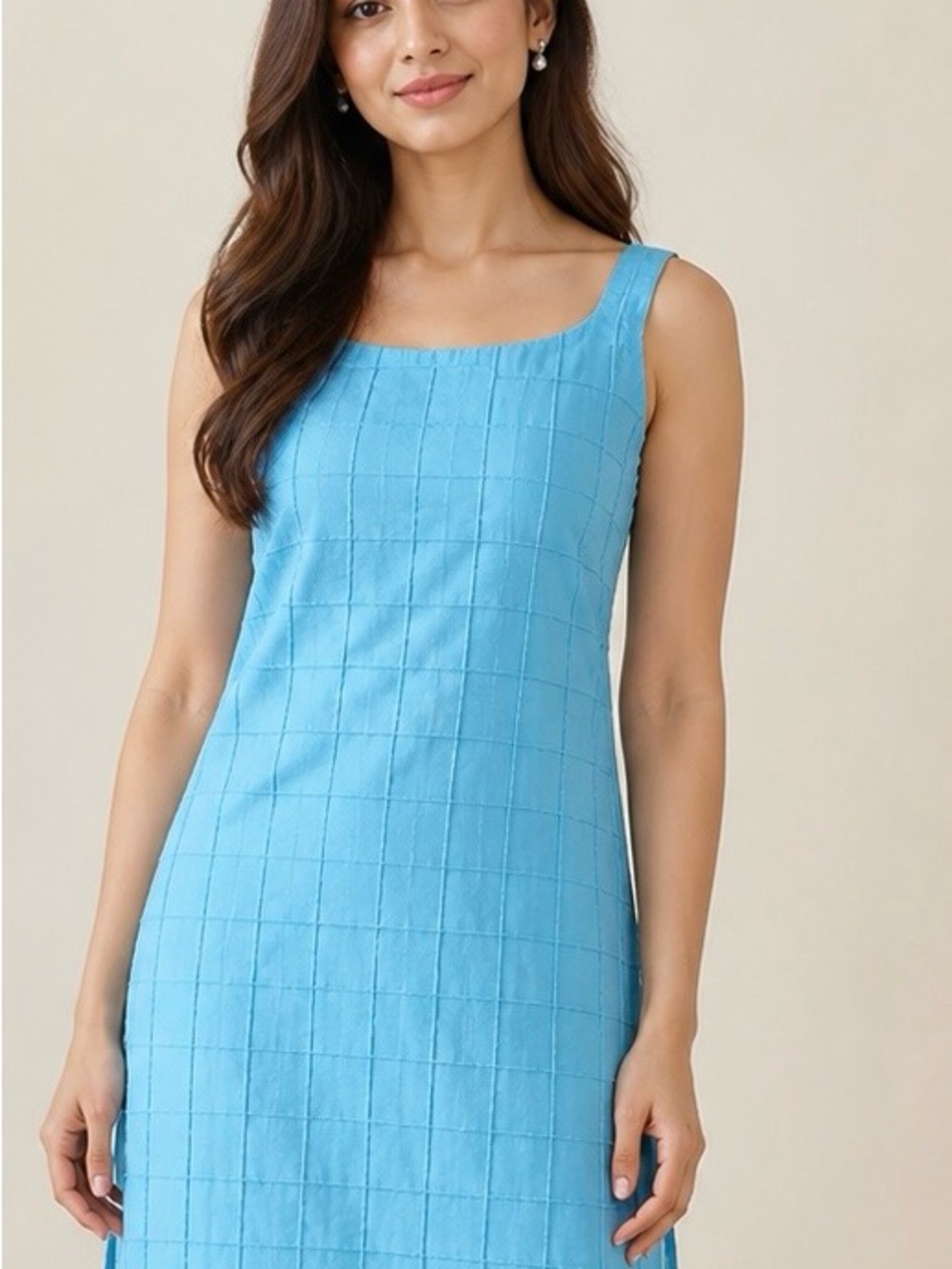Sky Blue Sleeveless Square salwar